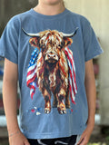 Patriotic Highland Cow Tshirt