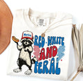 Red, White & Feral Raccoon Tee